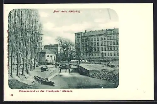 AK Leipzig, Ochsenstand an der Frankfurter Strasse mit Wasser