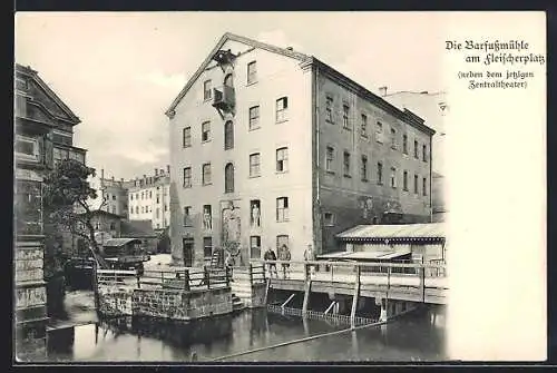 AK Leipzig, Barfussmühle am Fleischerplatz und Leute