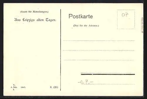 AK Leipzig, Barfussmühle am Fleischerplatz und Leute