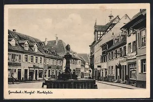 AK Gernsbach i. Murgtal, Marktplatz mit Brunnen