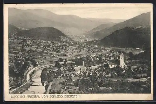 AK Gernsbach, Blick vom Schloss Eberstein ins Murgtal