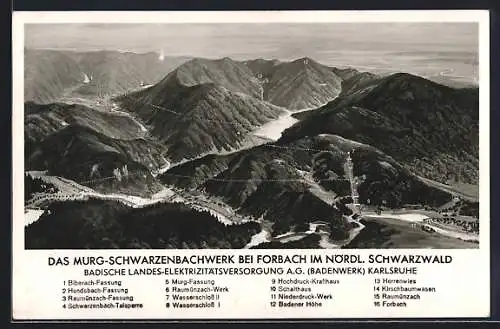 AK Forbach, Murg-Schwarzenbachwerk aus der Vogelschau