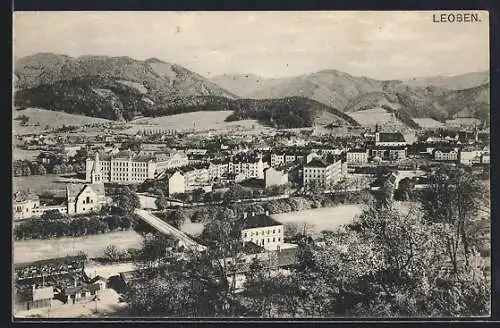 AK Leoben, Ortsansicht aus der Vogelschau