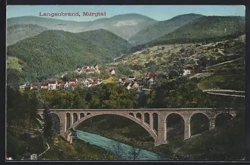 AK Langenbrand /Murgtal, Teilansicht mit Brücke