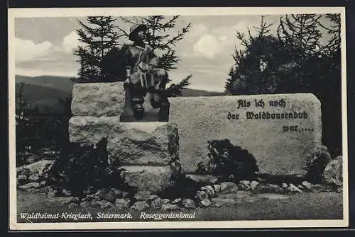 AK Waldheimat-Krieglach, Roseggerdenkmal