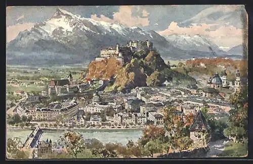 Künstler-AK Edward Harrison Compton: Salzburg, Ort gegen den Untersberg
