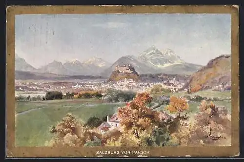 Künstler-AK Edward Theodore Compton: Salzburg, Totalansicht von Parsch aus