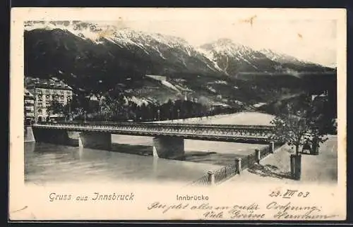 AK Innsbruck, Innbrücke mit Bergen