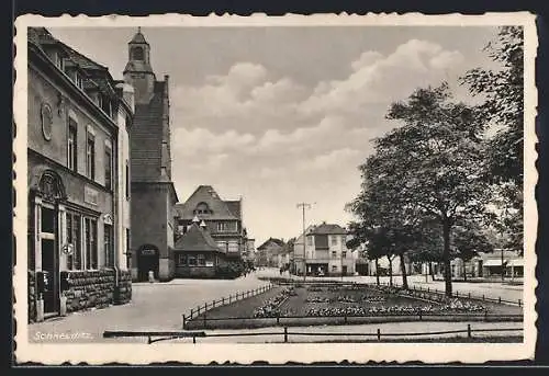 AK Schkeuditz, Marktplatz mit Kirche