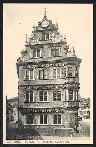 AK Gernsbach, Rathaus, erbaut 1617, Frontalansicht