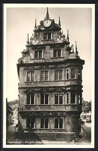 AK Gernsbach, Rathaus, erbaut 1617, Frontalansicht