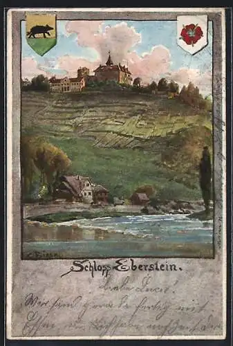 Künstler-AK Carl Biese: Blick zum Schloss Eberstein