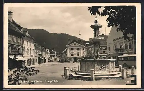 AK Friesach, Hauptplatz mit Brunnen