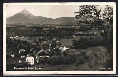 AK Glasenbach, Ortsansicht gegen Hohen Staufen