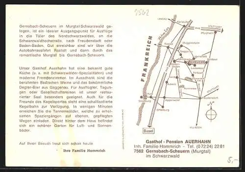 AK Gernsbach-Scheuern, Gasthof-Pension Auerhahn, Inh. Fam. Hommrich