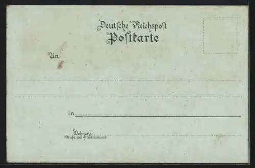 Mondschein-Lithographie Herford, Teilansicht, Kaiserliches Postamt, Kriegerdenkmal