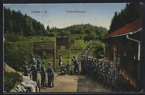 AK Lindau i. B., Militärschiessplatz mit Soldaten