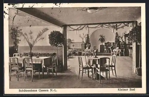 AK Gassen /N.-L., Gaststätte Schützenhaus O. Leimer, Kleiner Saal