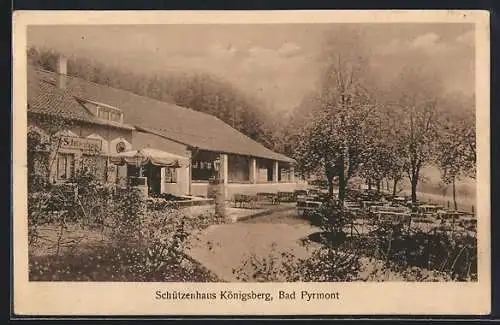 AK Bad Pyrmont, Gasthaus Schützenhaus Königsberg mit Gartenlokal
