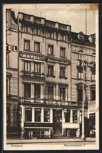 AK Bremen, Hotel Fürstenhof, Bahnhofsplatz 11