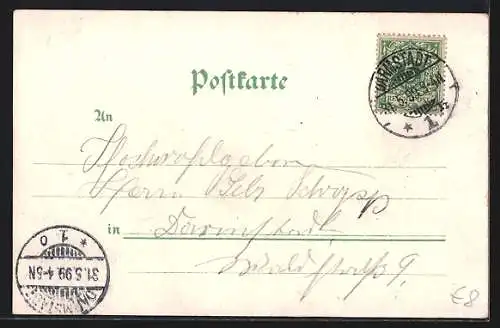 Lithographie Darmstadt, Restaurant zum heiligen Kreuzberg von N. Strohmenger