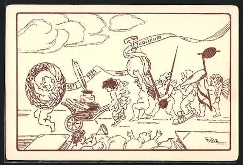 Künstler-AK Leipzig, 50 jähriges Jubiläum der I. städtischen Höheren Mädchenschule