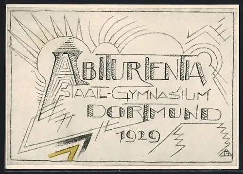 Künstler-AK Dortmund, Abiturientia Staatl. Gymnasium 1929