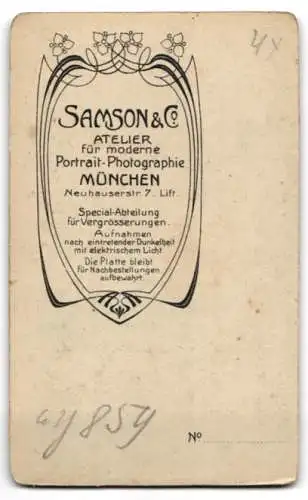 Fotografie Samson & Co., München, Neuhauserstr. 7, Portrait einer jungen Frau