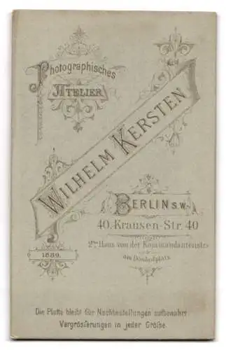 Fotografie Wilhelm Kersten, Berlin, Krausen-Str. 40, Porträt eines Herrn mit markantem Bart