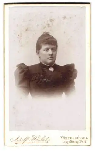 Fotografie Adolf Herbst, Wolfenbüttel, Lange Herzog-Strasse 19, Portrait einer Dame mit Gemme