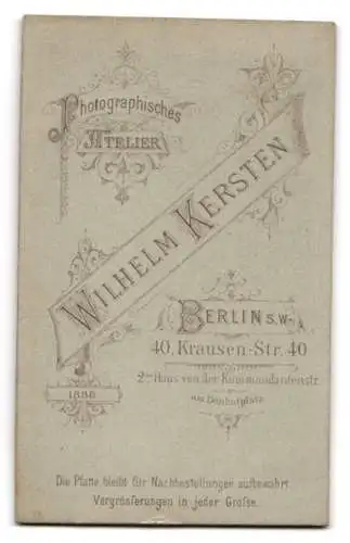 Fotografie Wilhelm Kersten, Berlin, Krausen-Str. 40, Porträt einer Dame