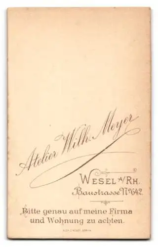 Fotografie Wilh. Meyer, Wesel a. Rh., Baustrasse 642, Porträt einer Dame