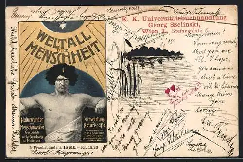 AK Die Buchreihe Weltall und Menschheit, ein Jugendstil-Cover