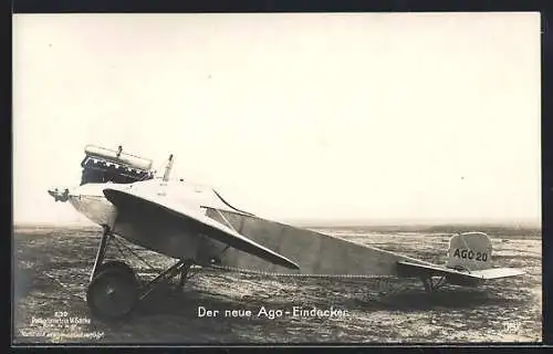 Foto-AK Sanke Nr. 230: Der neue Ago 20-Eindecker am Boden