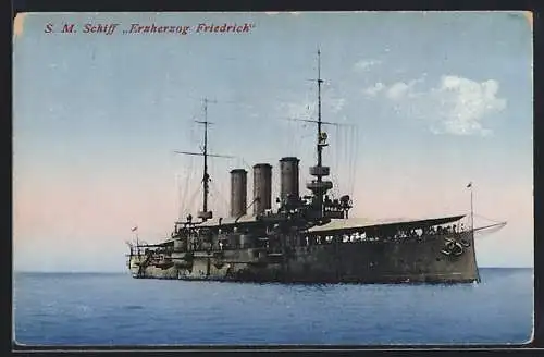 AK Kriegsschiff S.M.S. Erzherzog Friedrich auf hoher See