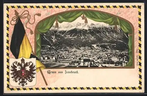 AK Innsbruck, Totalansicht mit Wappen