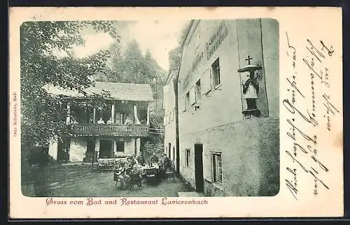 AK Rinn /Tirol, Bad und Gasthaus Lavierenbach mit Gästen