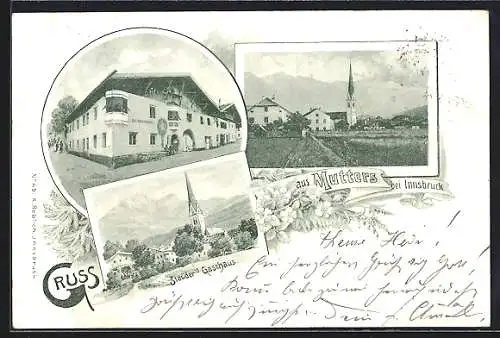 AK Mutters, an der Kirche, Stauders Gasthaus