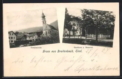 AK Breitenbach /Tirol, Totalansicht und Gasthaus zum Neuwirt