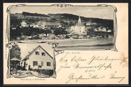 AK St. Egydi, Haus No. 23, Ortsansicht aus der Vogelschau