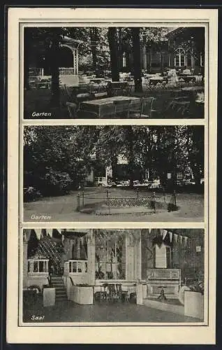 AK Ratzeburg i. Lbg., Hotel-Restaurant Schützenhof A. Rückert, Saal und Gartenansichten
