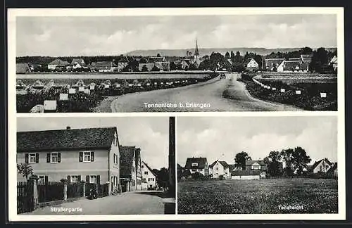 AK Tennenlohe b. Erlangen, Strassenpartie, Teilansicht und Panorama