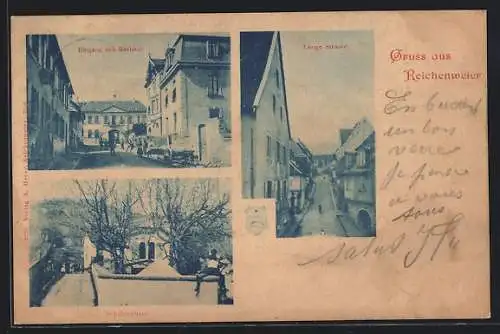 AK Reichenweier / Elsass, Eingang mit Rathaus, Langestrasse und Schützenhaus