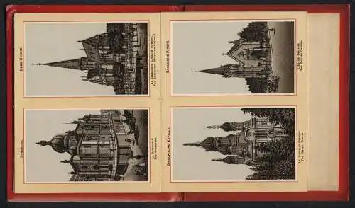 Leporello-Album 30 Lithographie-Ansichten Wiesbaden, Synagoge, Theaterplatz mit Pferdebahn, Kranplatz, Rheinstrasse