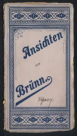 Leporello-Album 31 Lithographie-Ansichten Brünn, Synagoge, Festhalle Bundesschiessen, Kronprinz Rudolf-Schule, Turnhalle