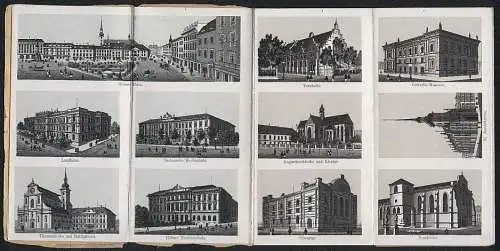 Leporello-Album 31 Lithographie-Ansichten Brünn, Synagoge, Festhalle Bundesschiessen, Kronprinz Rudolf-Schule, Turnhalle