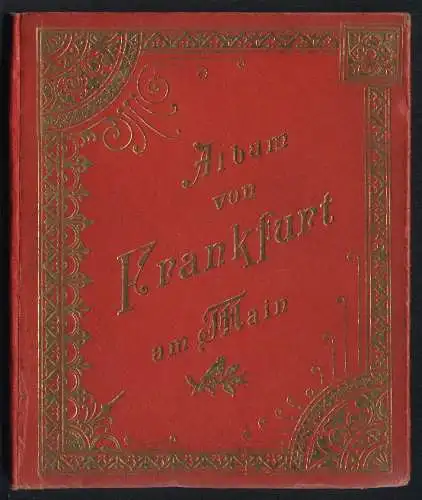 Leporello-Album 35 Lithographie-Ansichten Frankfurt am Main, Rothschild Stammhaus, Hauptbahnhof Aussen & Innen