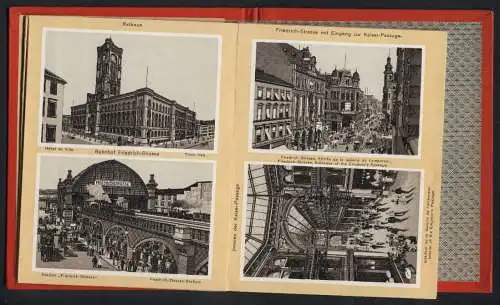 Leporello-Album 46 Lithographie-Ansichten Berlin, Potsdam und Charlottenburg, Brandenburger Tor, Unten den Linden, Palai