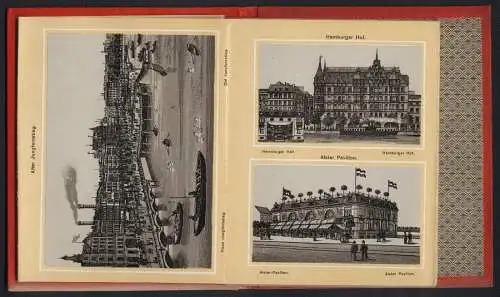 Leporello-Album 41 Lithographie-Ansichten Hamburg, Hauptbahnhof, Hamburger Hof, St. Pauli, Reimers Fleet, Hauptpost