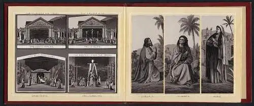 Leporello-Album 34 Lithographie-Ansichten Pasions-Spiele Oberammergau, Szenen Darstellungen, Schauspieler in Rollen